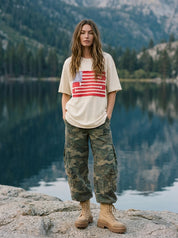 Mia American Flag Mineral Wash Top