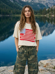 Mia American Flag Mineral Wash Top