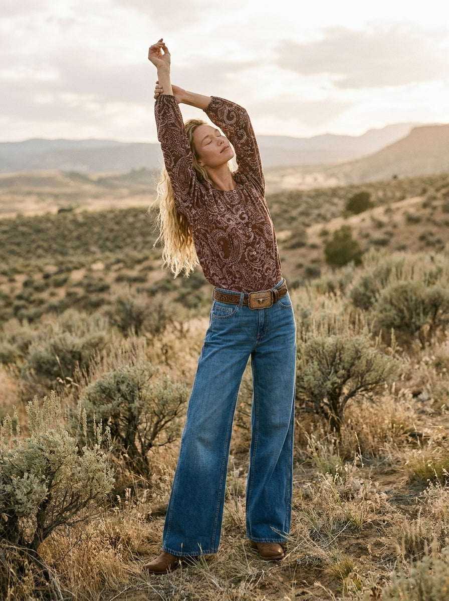 Midnight Paisley Balloon Hem Blouse