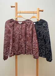 Midnight Paisley Balloon Hem Blouse