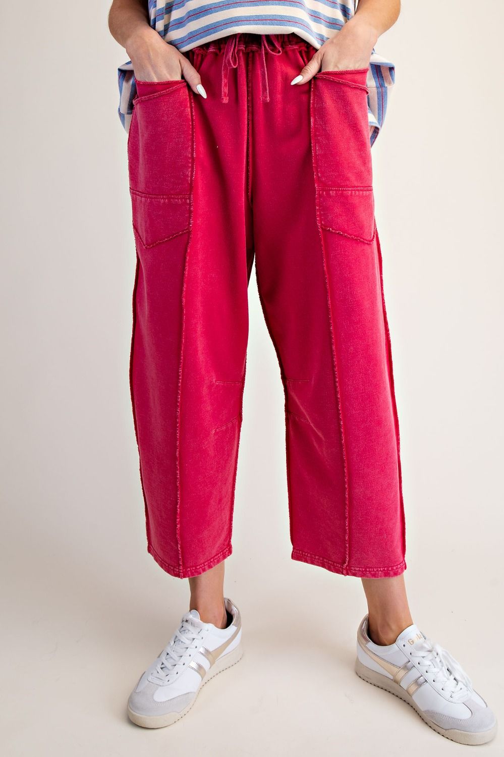 The Essential Mineral Washed Terry Knit Barrel Pants