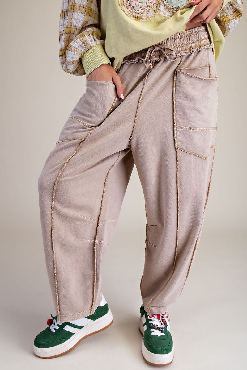 The Essential Mineral Washed Terry Knit Barrel Pants