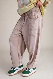 The Essential Mineral Washed Terry Knit Barrel Pants