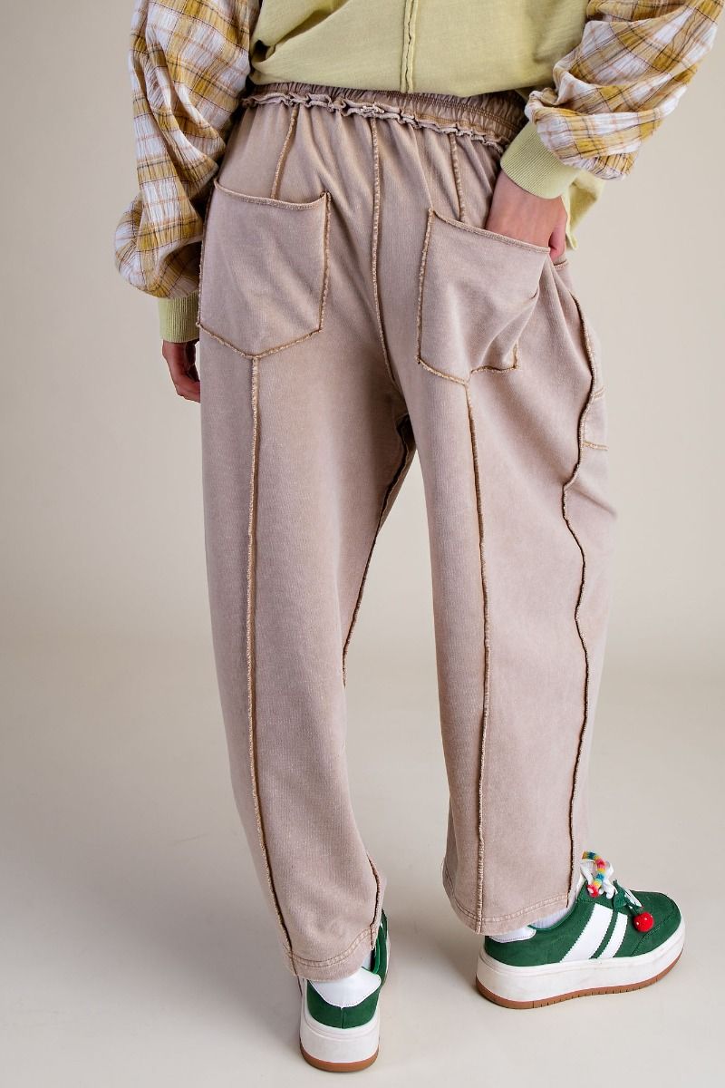 The Essential Mineral Washed Terry Knit Barrel Pants