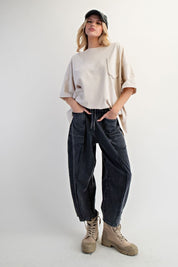 The Essential Mineral Washed Terry Knit Barrel Pants