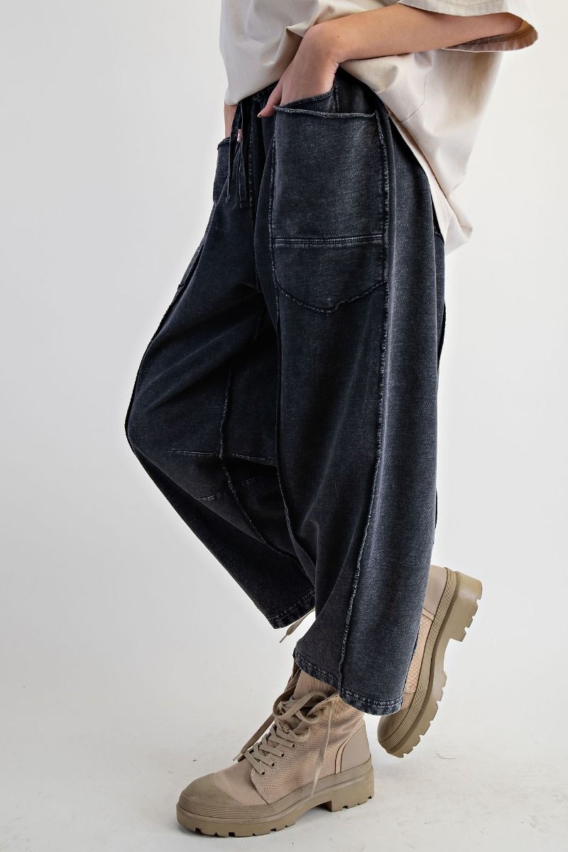 The Essential Mineral Washed Terry Knit Barrel Pants