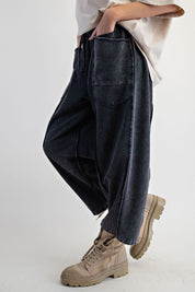 The Essential Mineral Washed Terry Knit Barrel Pants