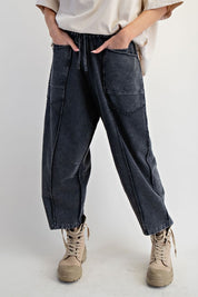 The Essential Mineral Washed Terry Knit Barrel Pants