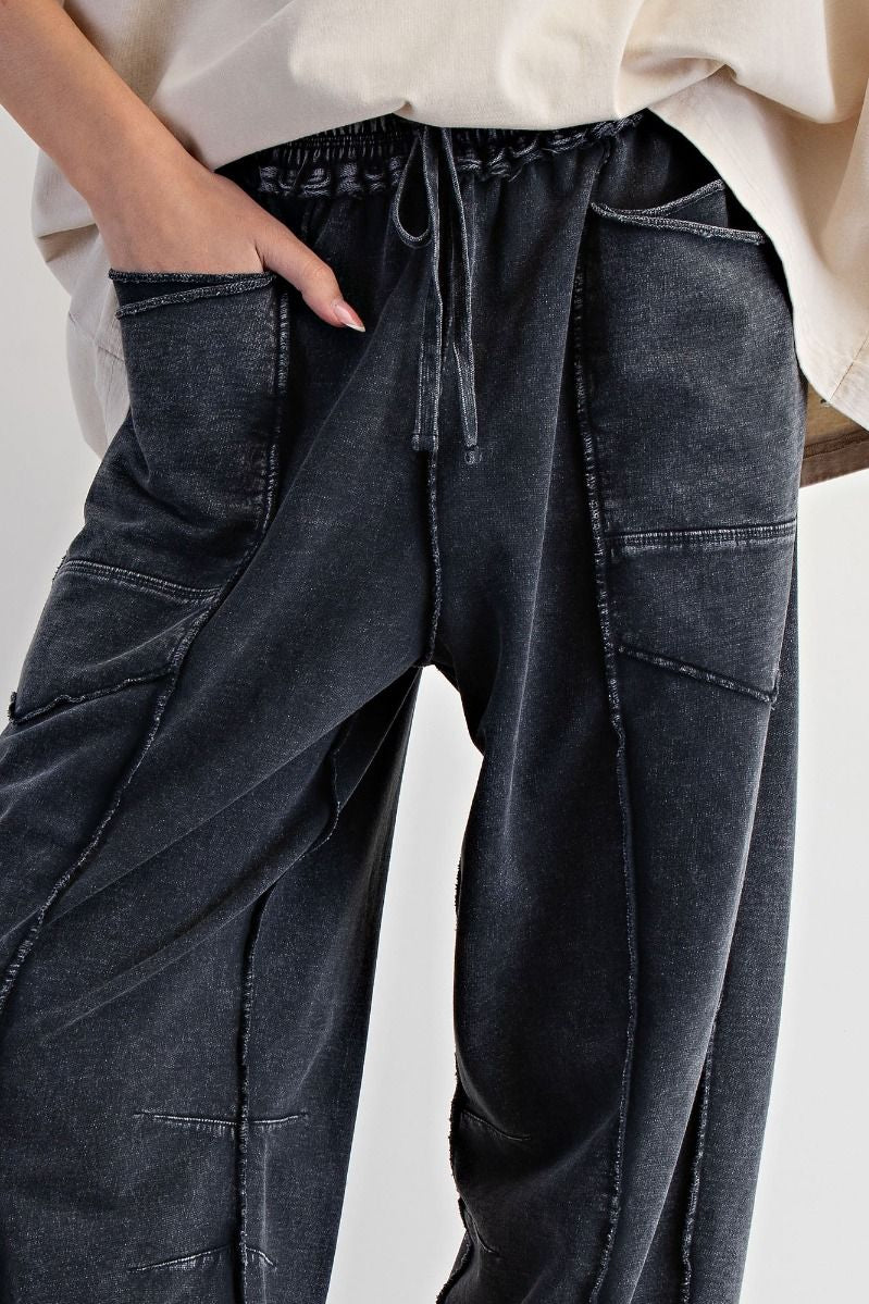 The Essential Mineral Washed Terry Knit Barrel Pants
