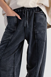 The Essential Mineral Washed Terry Knit Barrel Pants