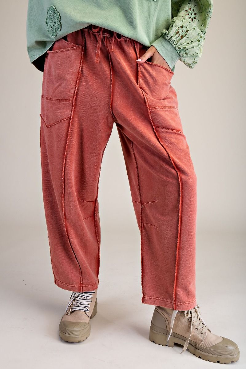 The Essential Mineral Washed Terry Knit Barrel Pants