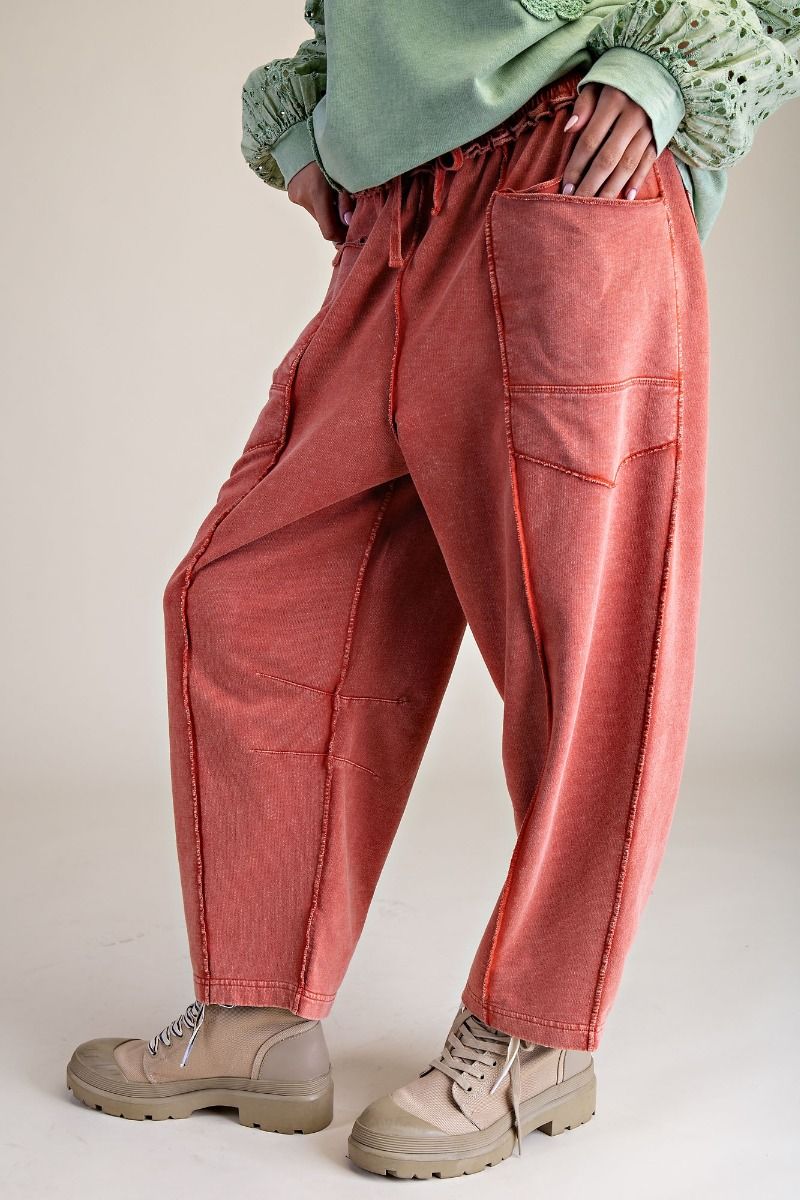 The Essential Mineral Washed Terry Knit Barrel Pants