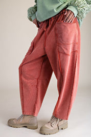 The Essential Mineral Washed Terry Knit Barrel Pants