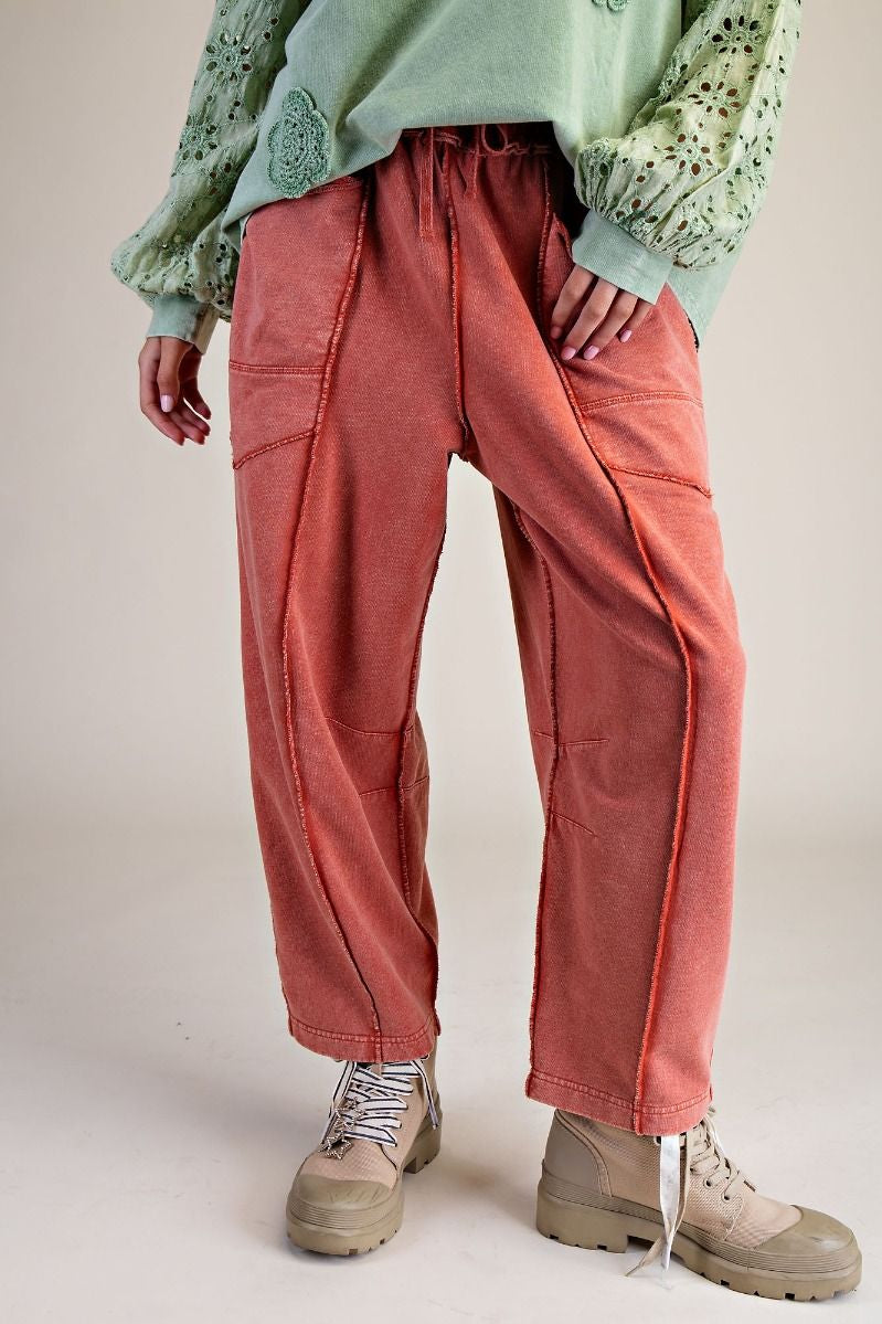 The Essential Mineral Washed Terry Knit Barrel Pants