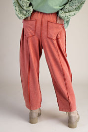 The Essential Mineral Washed Terry Knit Barrel Pants