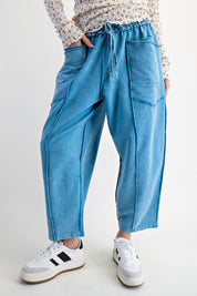 The Essential Mineral Washed Terry Knit Barrel Pants