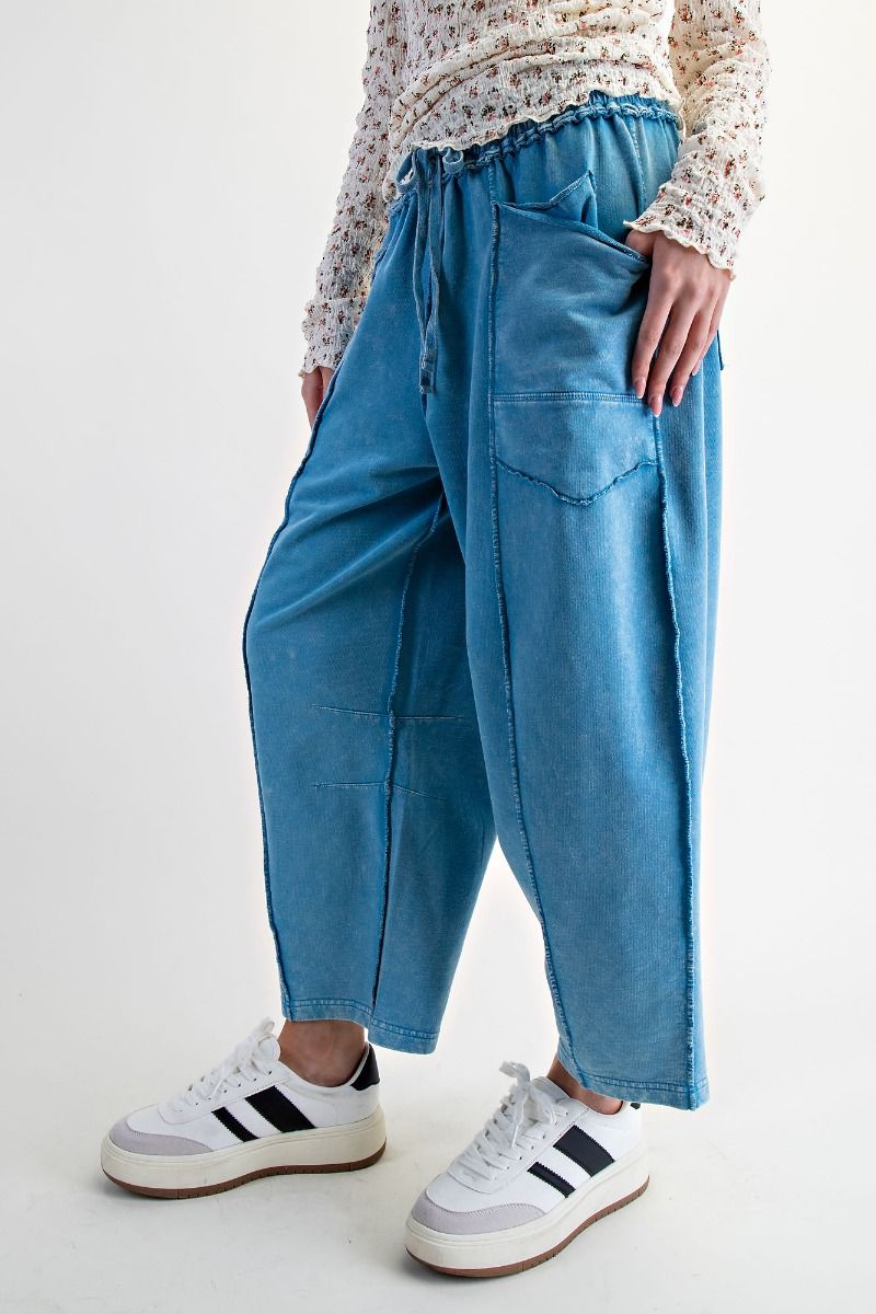 The Essential Mineral Washed Terry Knit Barrel Pants