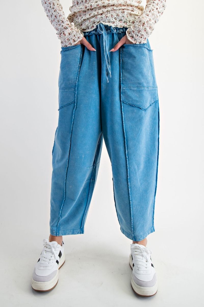 The Essential Mineral Washed Terry Knit Barrel Pants