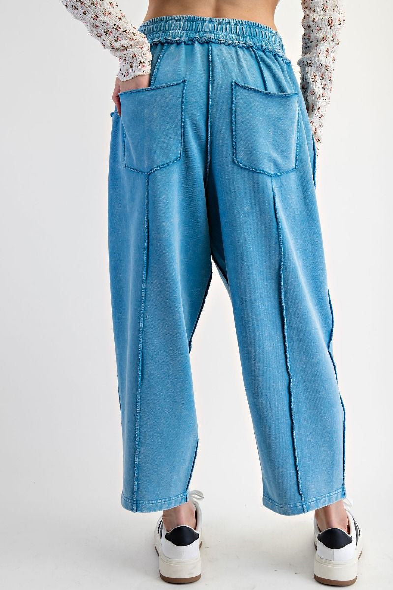 The Essential Mineral Washed Terry Knit Barrel Pants