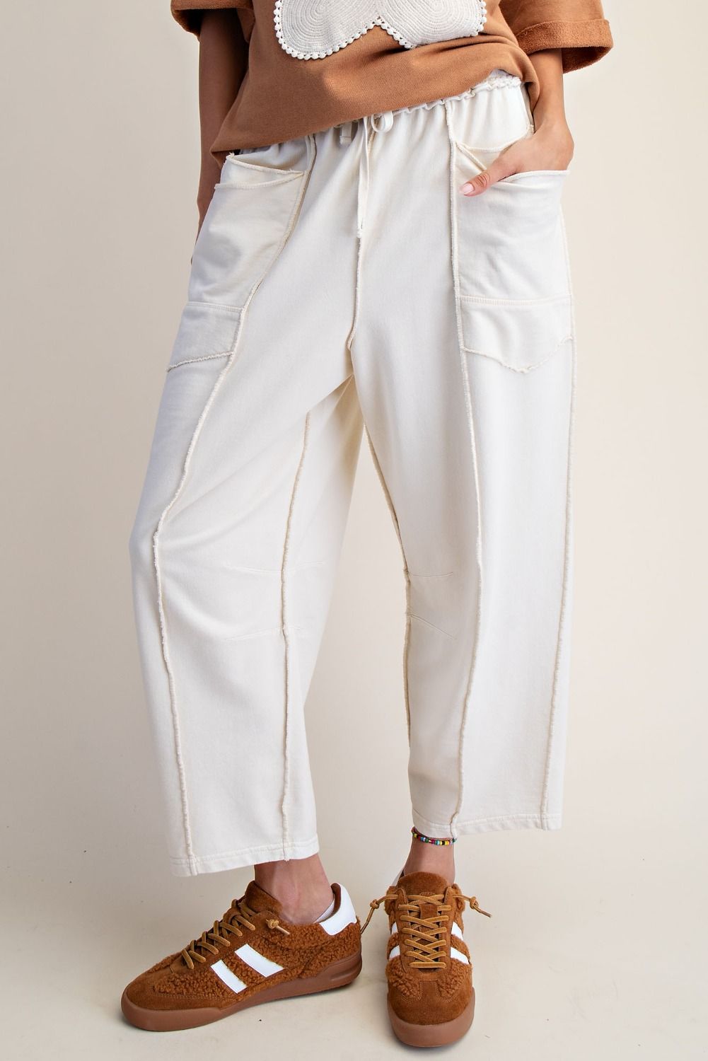 The Essential Mineral Washed Terry Knit Barrel Pants