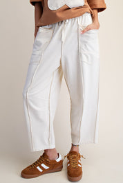 The Essential Mineral Washed Terry Knit Barrel Pants