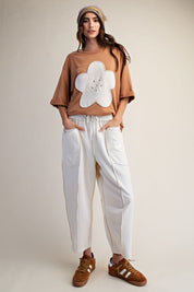 The Essential Mineral Washed Terry Knit Barrel Pants