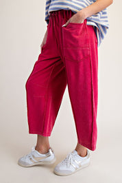 The Essential Mineral Washed Terry Knit Barrel Pants