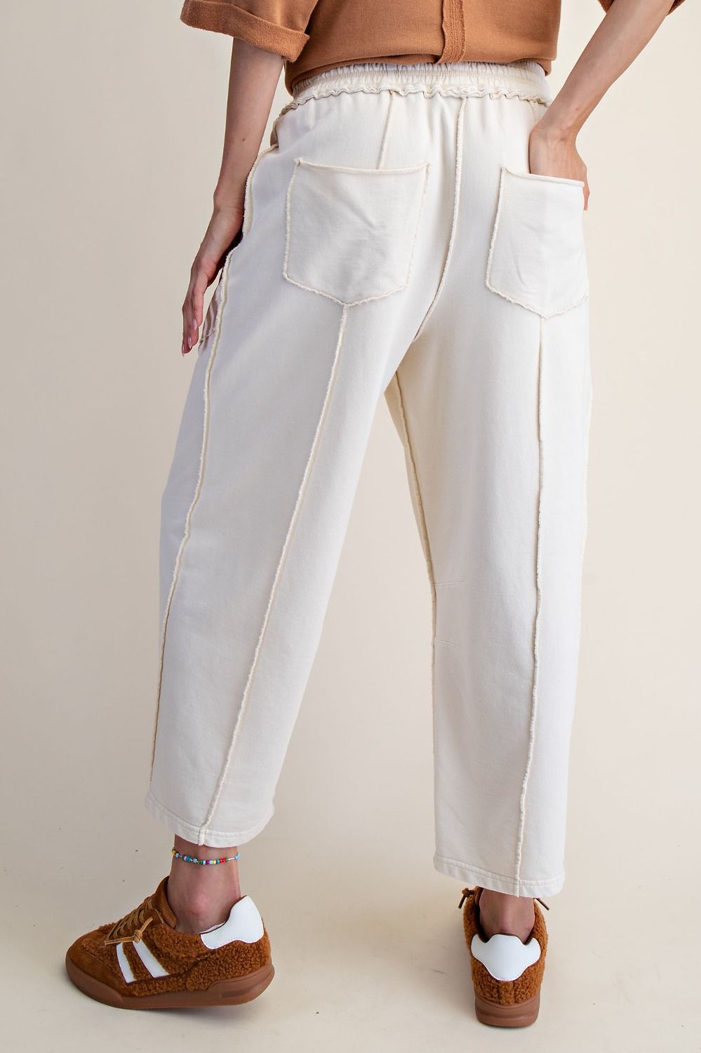 The Essential Mineral Washed Terry Knit Barrel Pants