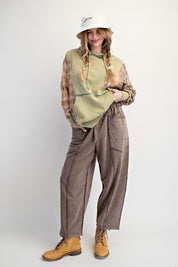 The Essential Mineral Washed Terry Knit Barrel Pants