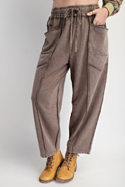 The Essential Mineral Washed Terry Knit Barrel Pants