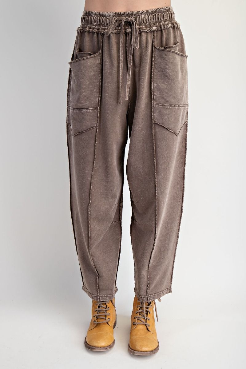 The Essential Mineral Washed Terry Knit Barrel Pants