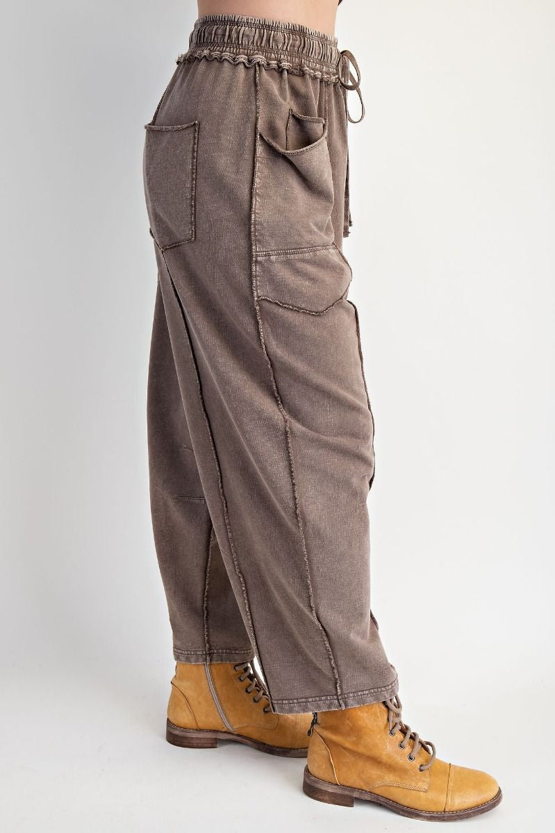 The Essential Mineral Washed Terry Knit Barrel Pants