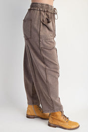 The Essential Mineral Washed Terry Knit Barrel Pants