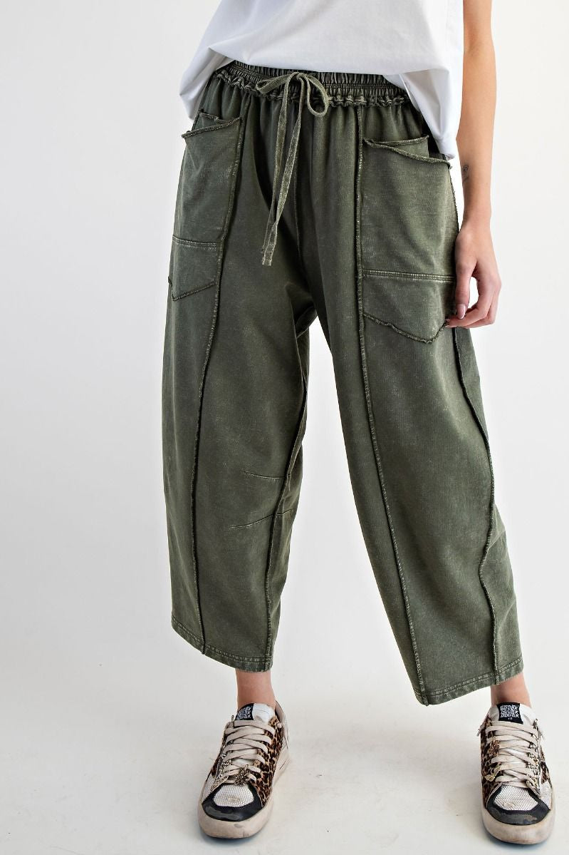 The Essential Mineral Washed Terry Knit Barrel Pants
