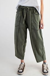 The Essential Mineral Washed Terry Knit Barrel Pants