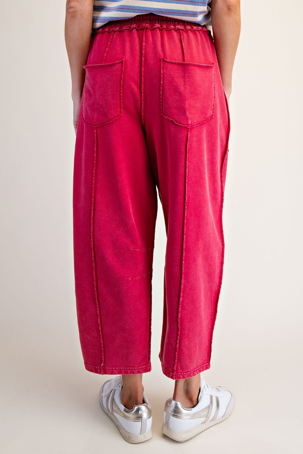 The Essential Mineral Washed Terry Knit Barrel Pants