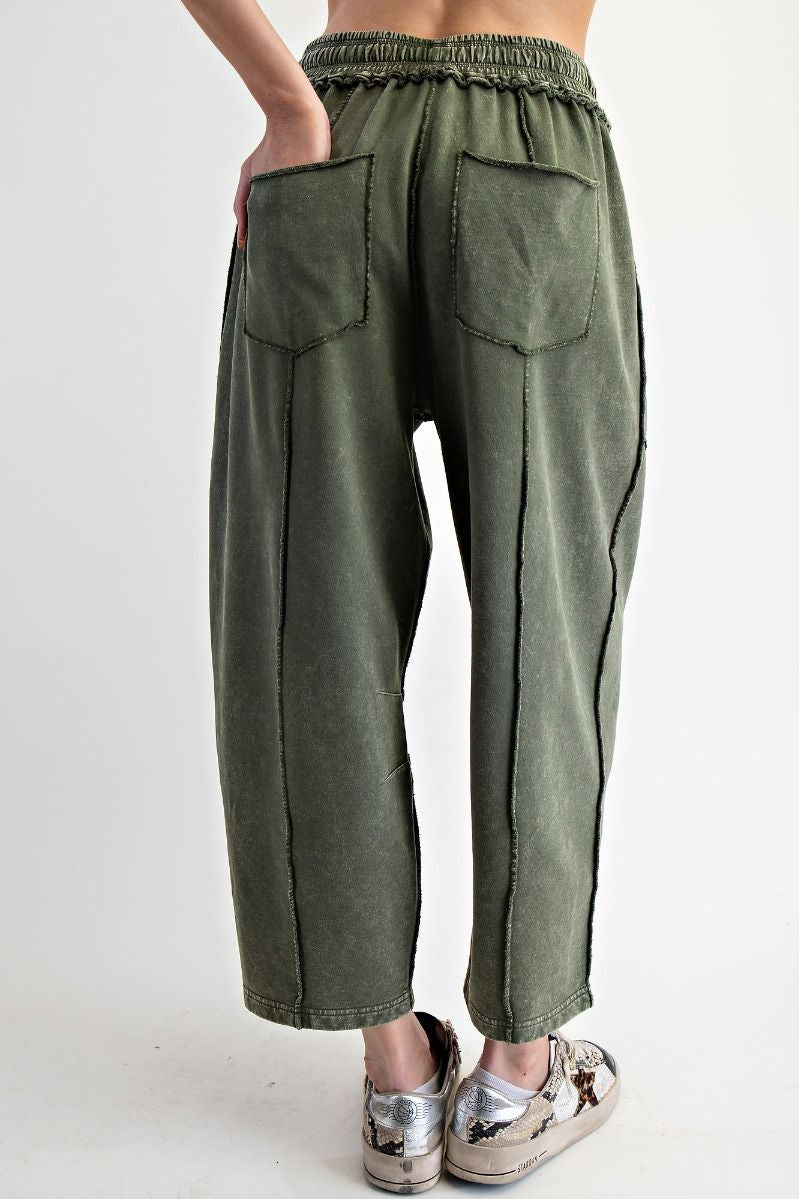 The Essential Mineral Washed Terry Knit Barrel Pants