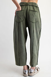 The Essential Mineral Washed Terry Knit Barrel Pants