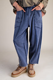 The Essential Mineral Washed Terry Knit Barrel Pants
