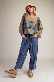The Essential Mineral Washed Terry Knit Barrel Pants