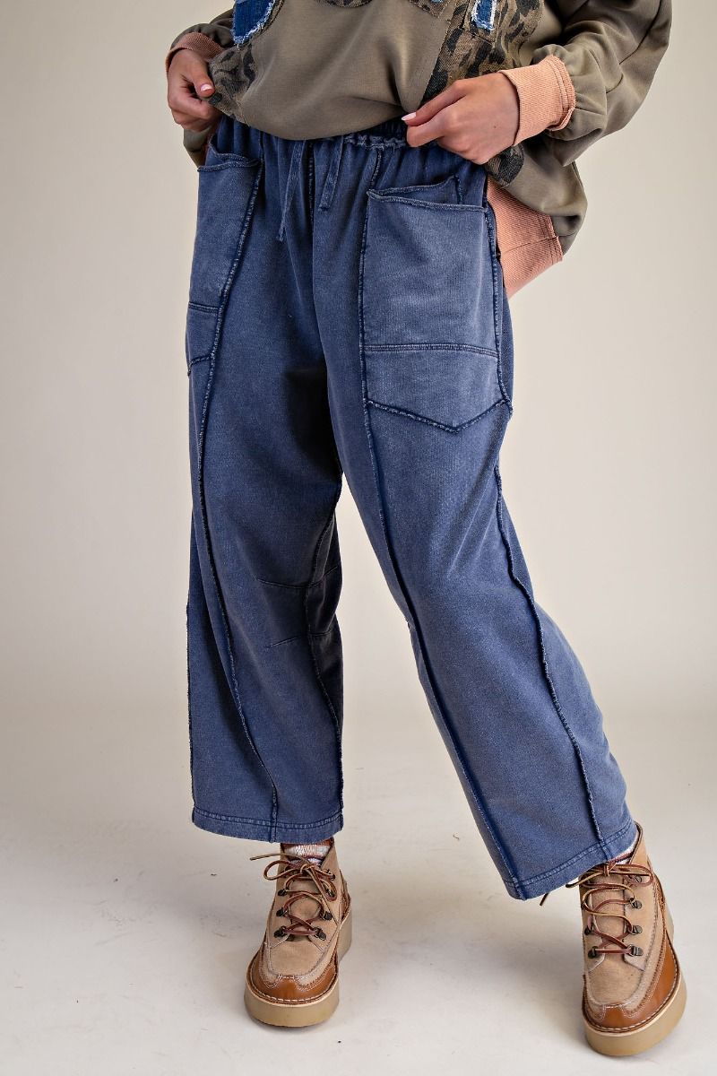 The Essential Mineral Washed Terry Knit Barrel Pants
