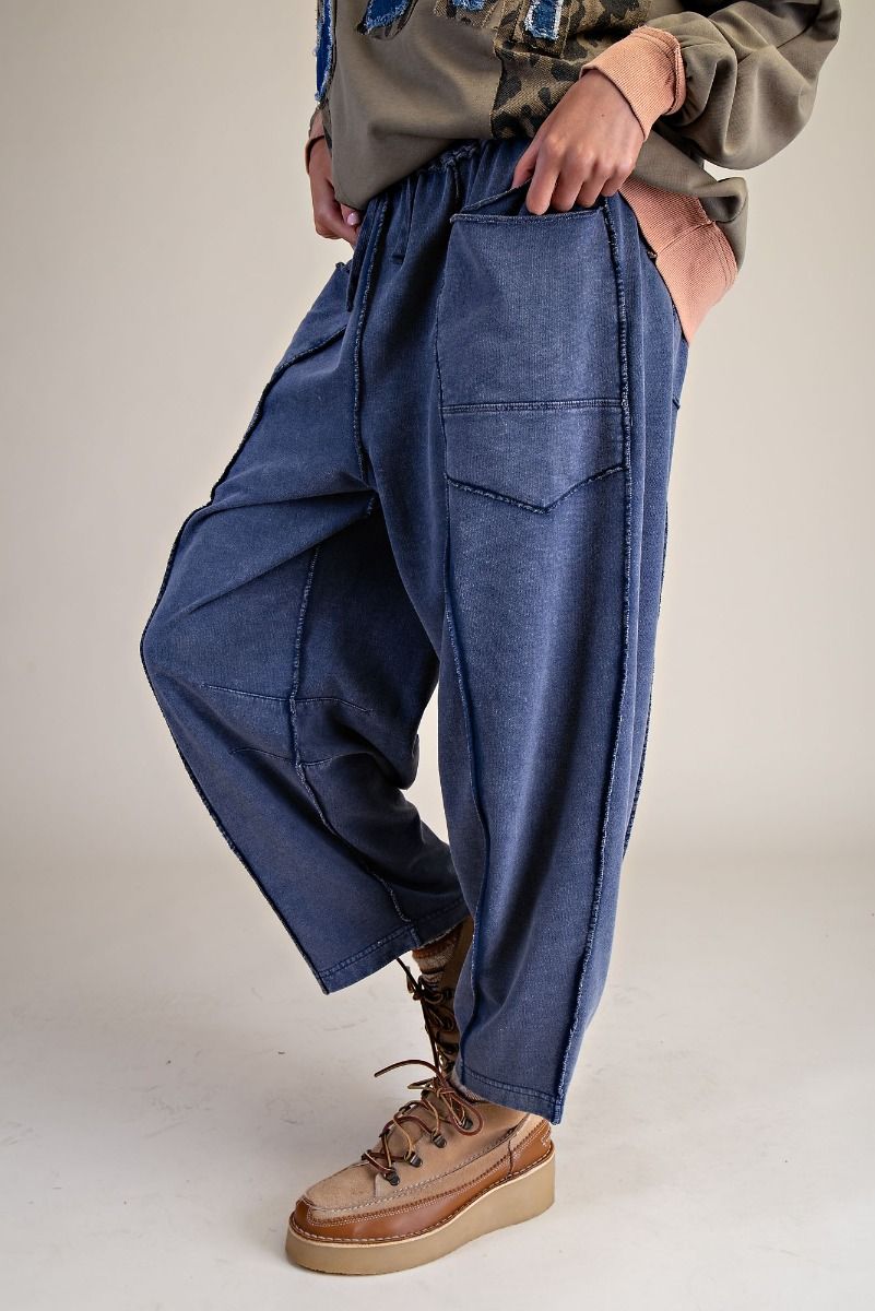 The Essential Mineral Washed Terry Knit Barrel Pants