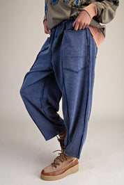 The Essential Mineral Washed Terry Knit Barrel Pants