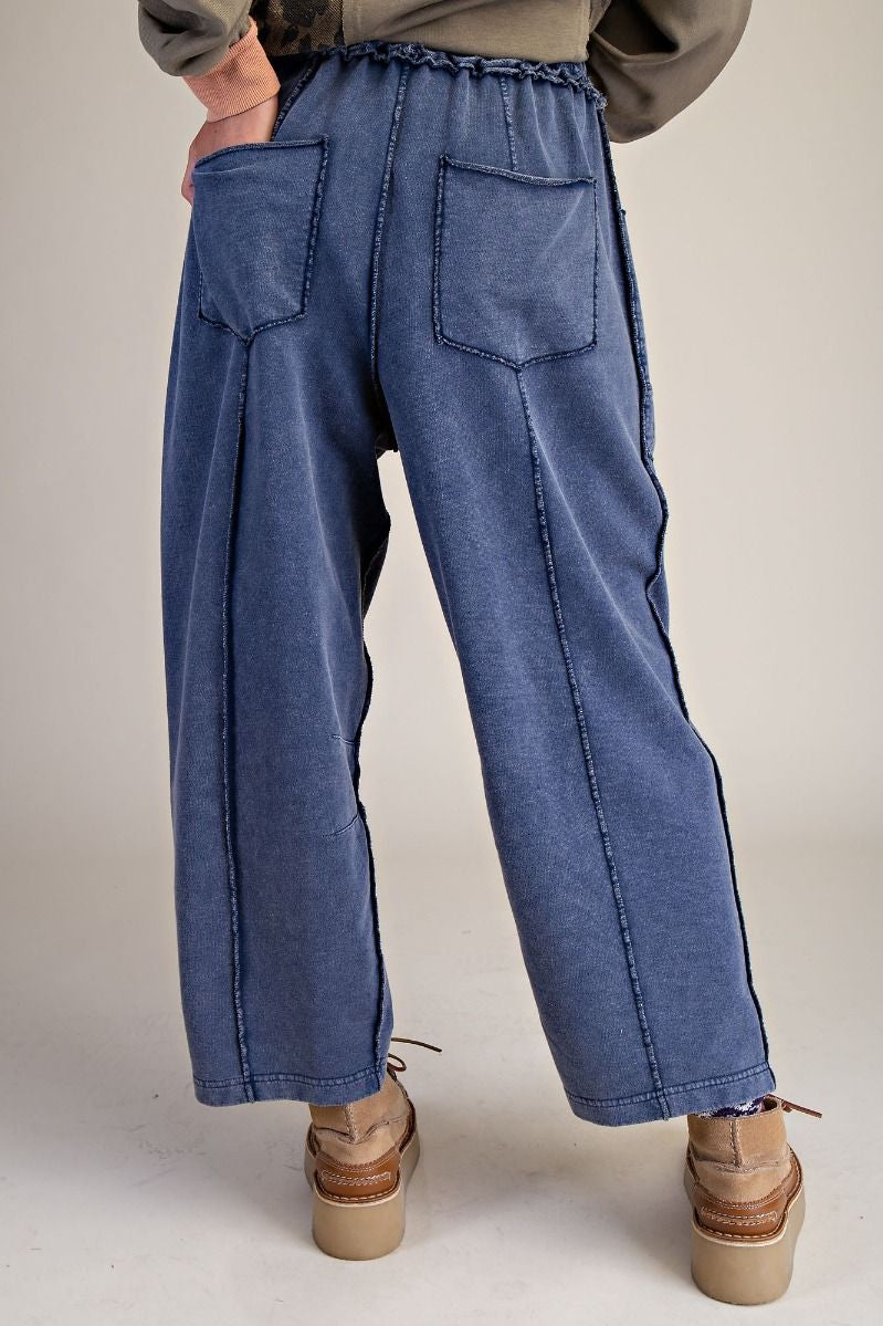 The Essential Mineral Washed Terry Knit Barrel Pants
