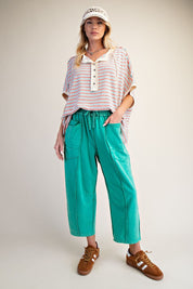 The Essential Mineral Washed Terry Knit Barrel Pants