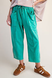The Essential Mineral Washed Terry Knit Barrel Pants