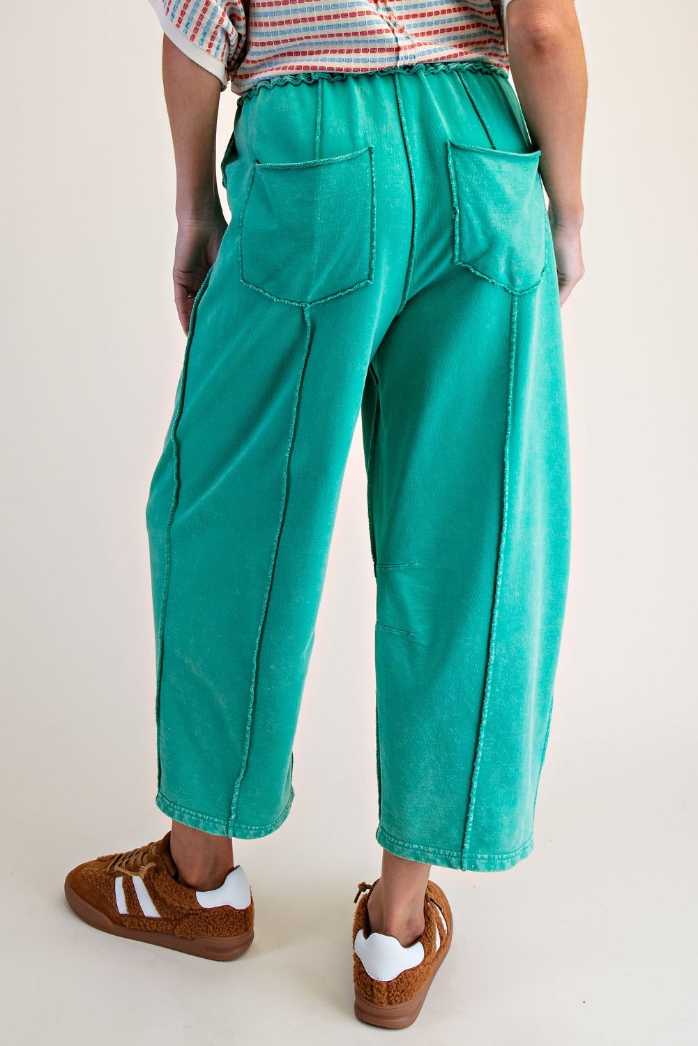 The Essential Mineral Washed Terry Knit Barrel Pants