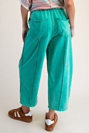 The Essential Mineral Washed Terry Knit Barrel Pants