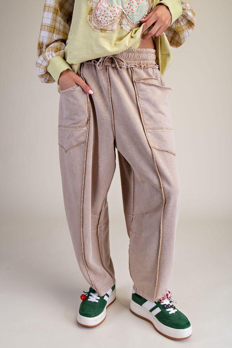 The Essential Mineral Washed Terry Knit Barrel Pants