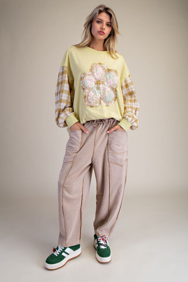 The Essential Mineral Washed Terry Knit Barrel Pants